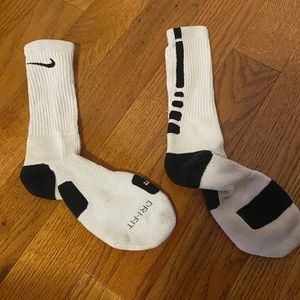 White and black nike elite socks